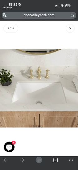 New 18x13 Inch Undermount Bathroom Sink, White