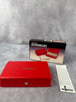 Double Nine Dominoes Set 55 Tiles Red Snap Case Complete Game Set