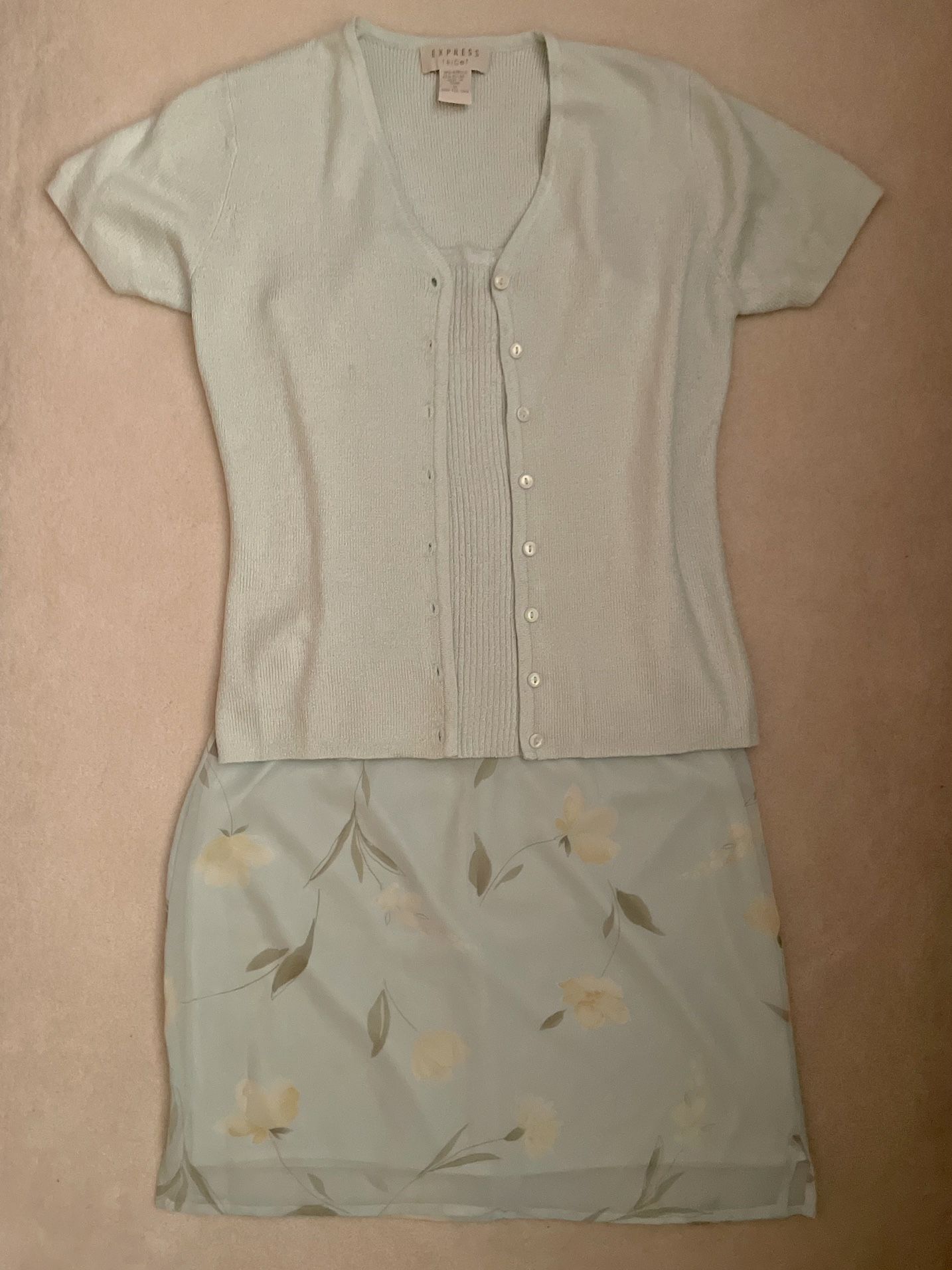 Womens Floral Skirt and Cardigan Set, Size Small (3/4)