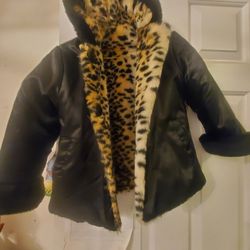 Black Patent leather animal print faux lining, reversible Size small 6