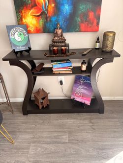 Dark Brown 3-Tier Console Table