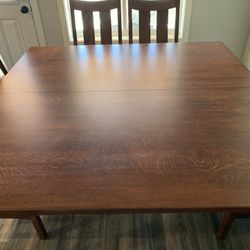 60” Square Dining Table w/ 8 Chairs, 3 Extensions and Hutch 