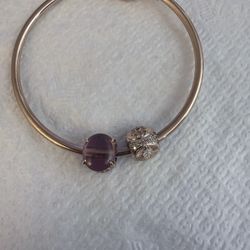 Rose Gold Plated Snowflake Clasp Bangle Bracelet