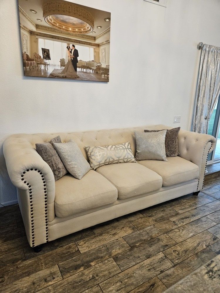 Beige Sofa + Loveseat Set