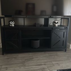 Dark Wood Entertainment Center And Coffee Table