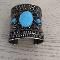 Metal & Turquoise Cuff Bracelet 