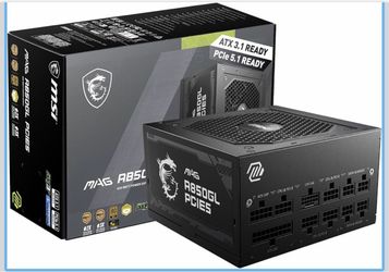 MSI MAG A850GL PCIE5, Fully Modular Compact Gaming 850W Power Supply