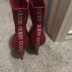 Guess Red Sock Pump