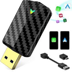 2 in 1 Mini Wireless Carplay and Android Auto with Fast Stable 5Ghz WiFi Bluetooth Connection, Wired to Carplay for Apple, Compatible with iOS10+/Andr