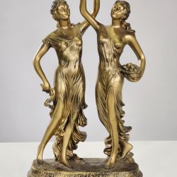 Vintage Art Nouveau Bronze Color 1952 Nymph Goddess Statue Sculpture 23"Tall Mid Century Modern