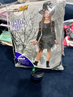 $10-USED WITCH CHILD COSTUME. AS SHOWN IN PICTURE. SIZE LARGE 12/14