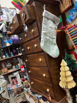 Tall Dark Wood Multi-Drawer Cabinet
