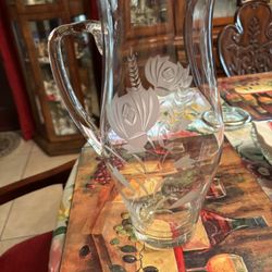 Beautiful Vintage Glass Pitcher 