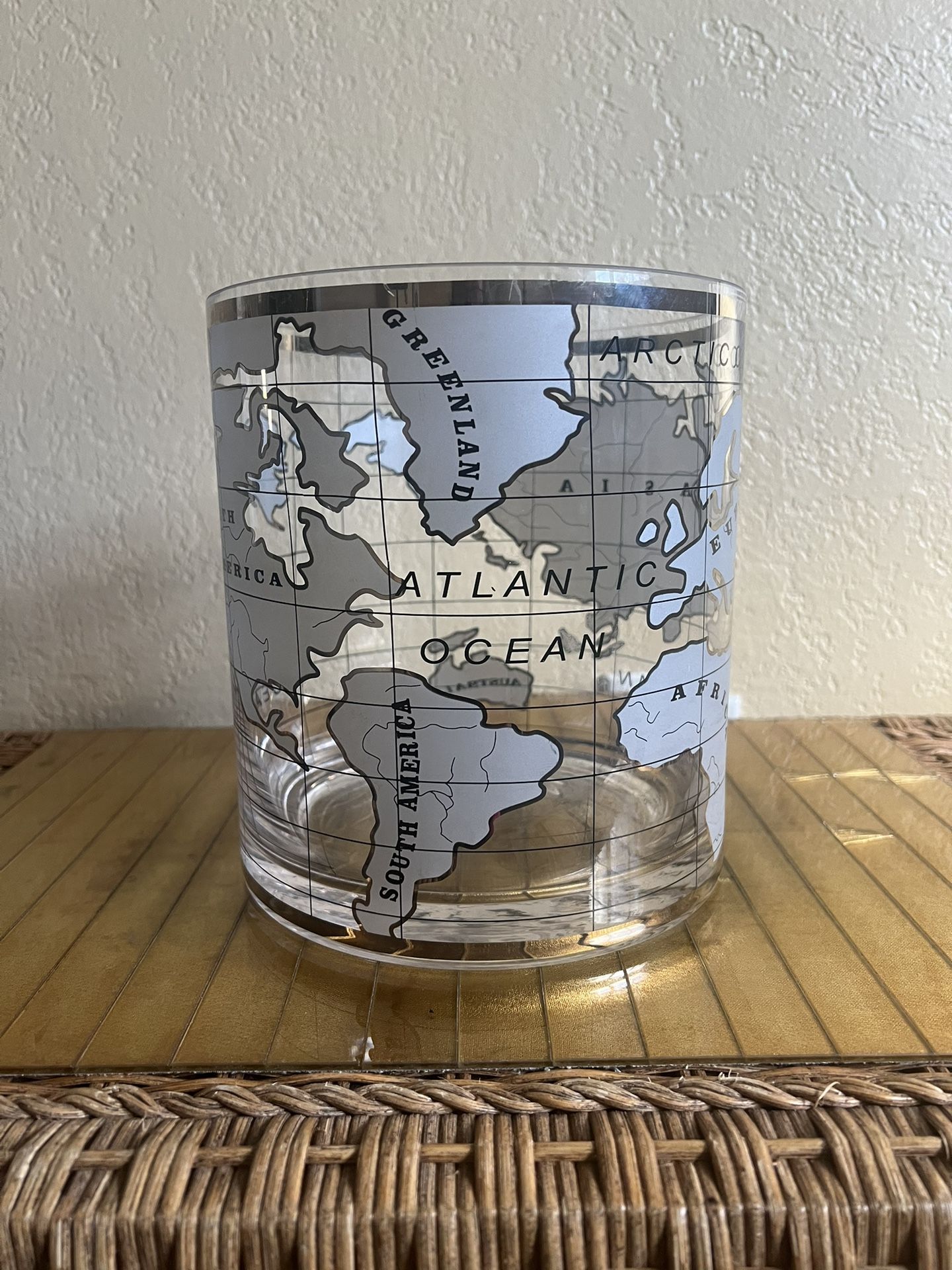 VTG MCM Bergdorf-Goodman Glass Circa 1970S Global Ice Bucket- Map