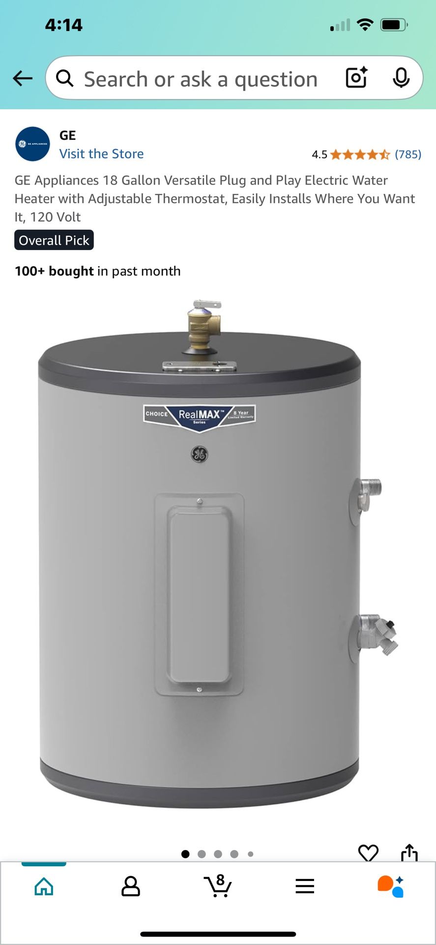 GE 18 Gallon Electric Water Heater