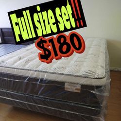 Full Size Euro Pillow Top Mattress Set ‼️