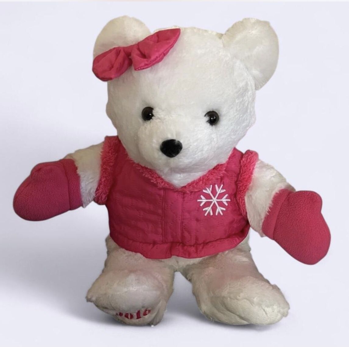 Dan Dee 2016 Holiday Bear Plush 20" Pink Teddy Stuffed Animal Christmas Mittens