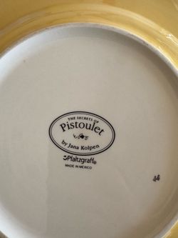 Vintage Flora Dish Pfaltzgraff Pistoulet Red Rim Set Of 7 Dinner Plates