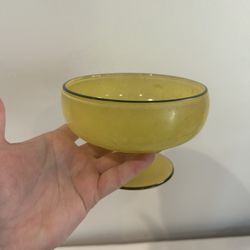 Art Deco Vintage Yellow Dish With Black Trim