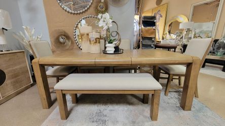 Manager's Special....6 pc Modern Dining Table Set Bench Included!