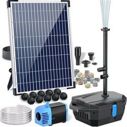 Pond Filter with 12W Solar Fountain Pump, Solar Pond Filter with 160GPH Pump & Fountain Kit