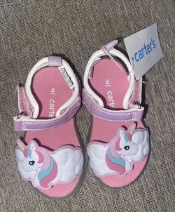 Carter s Dreamy Unicorn Toddler Girls Light Up Sandals Size 4 New