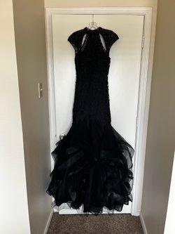 Black gothic mermaid style floor length gown