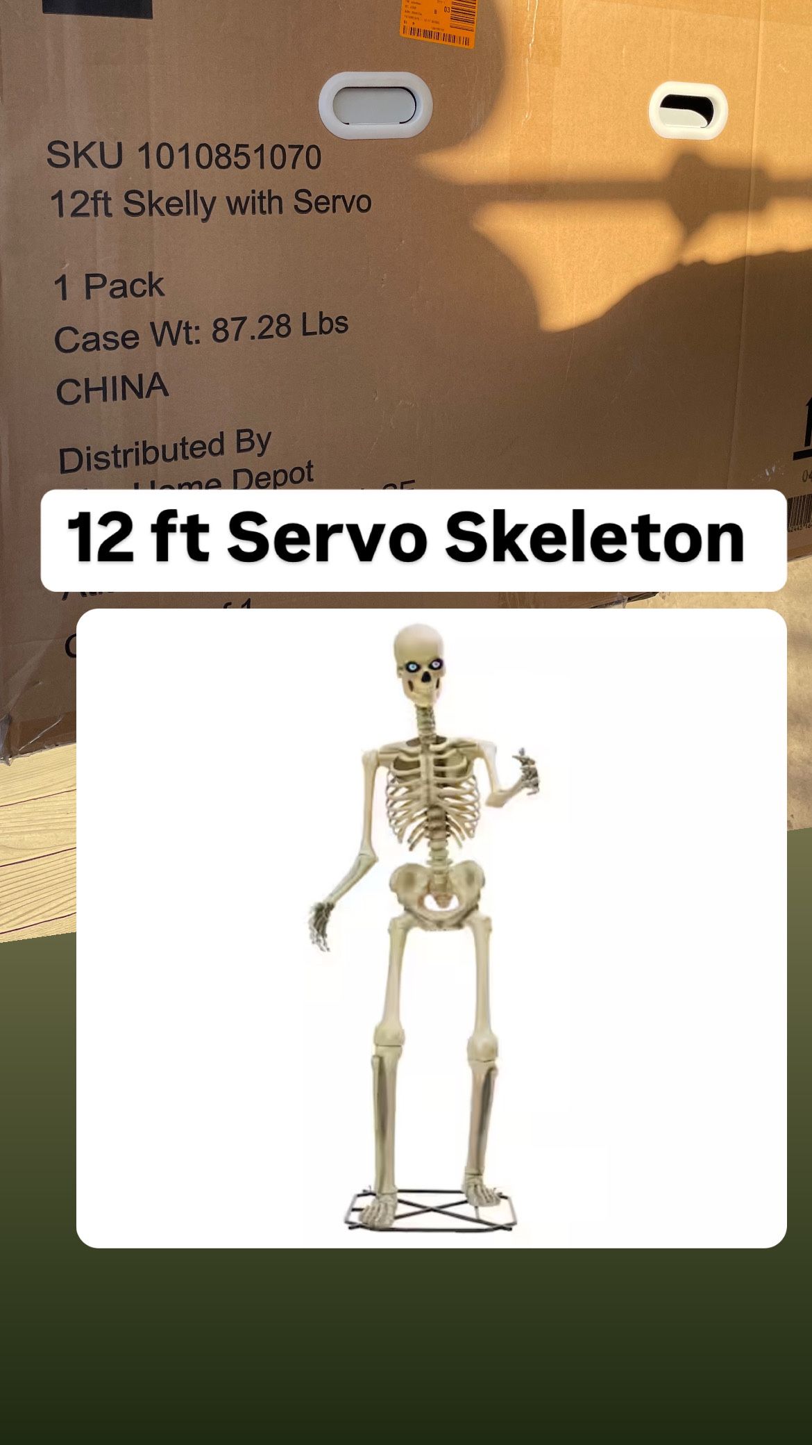 12 ft. Giant Servo Skelly Skeleton Halloween Decoration