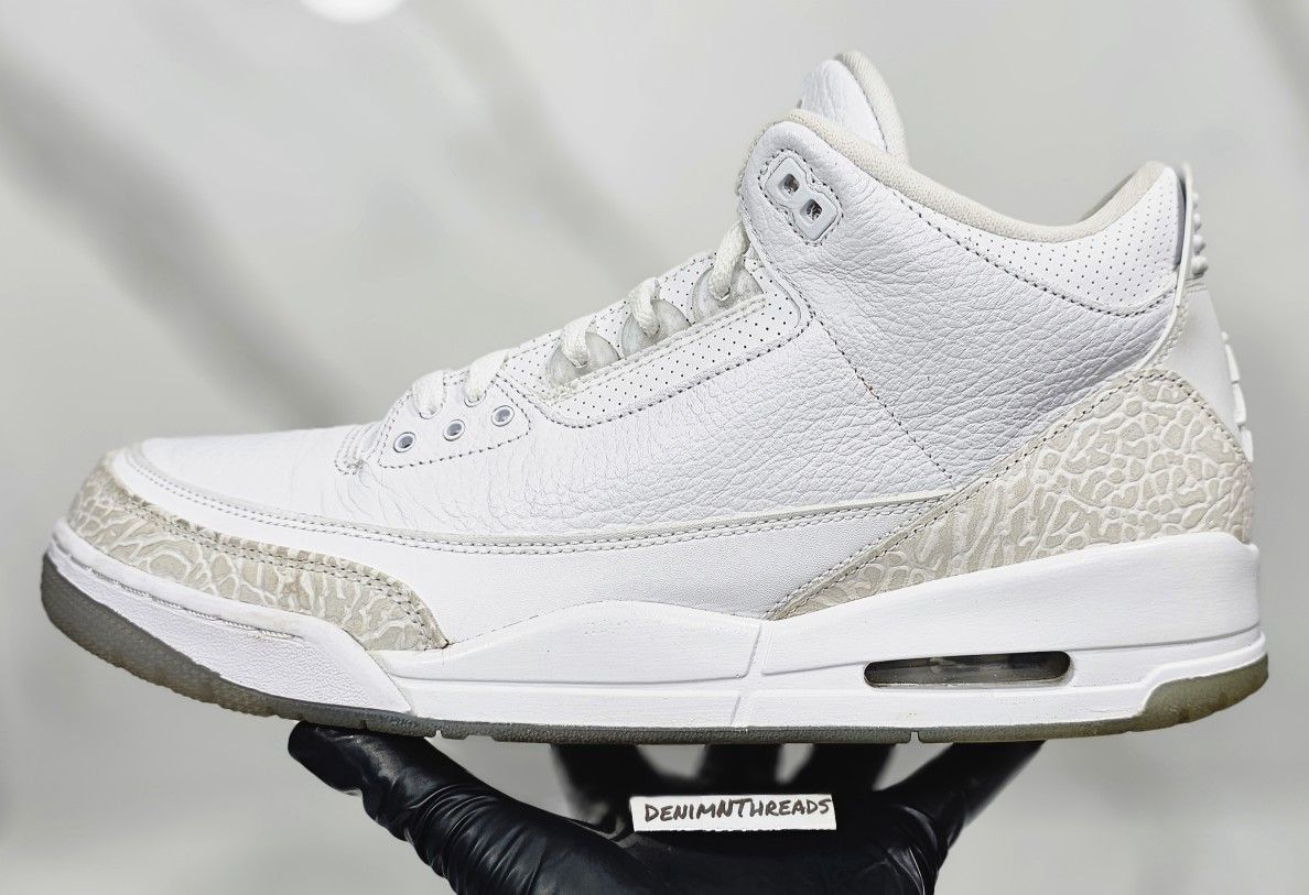2018 Nike Air Jordan 3 Retro OG Triple White Pure Money Mens Size 13 136064-111
