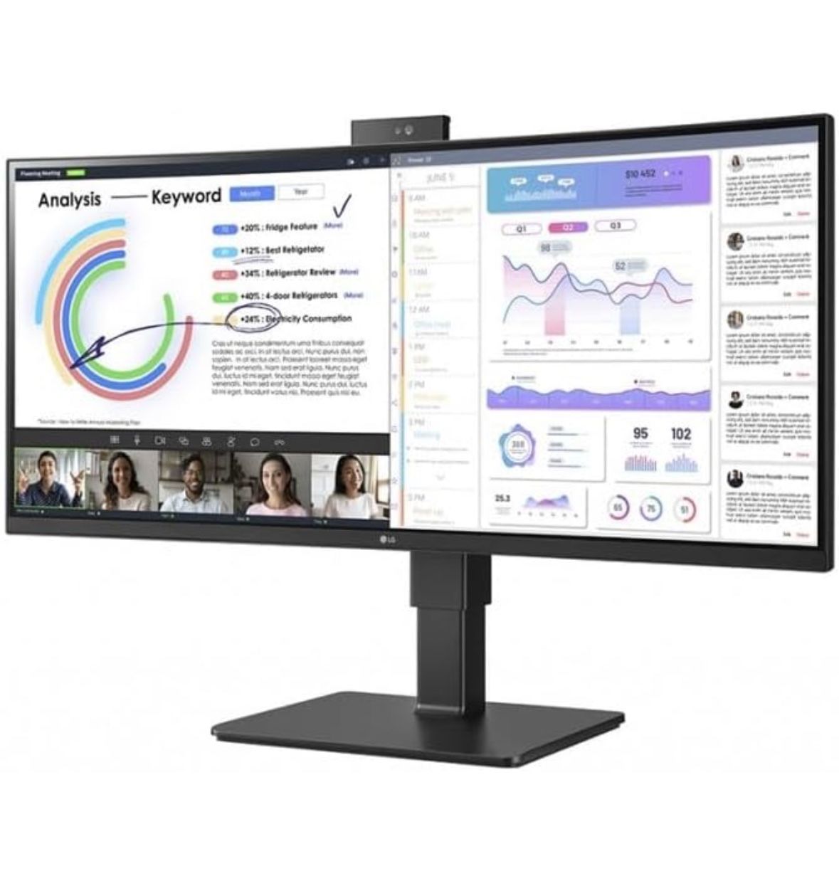 LG 34 Inch Ultrawide Monitor w/ Webcam + Speakers
