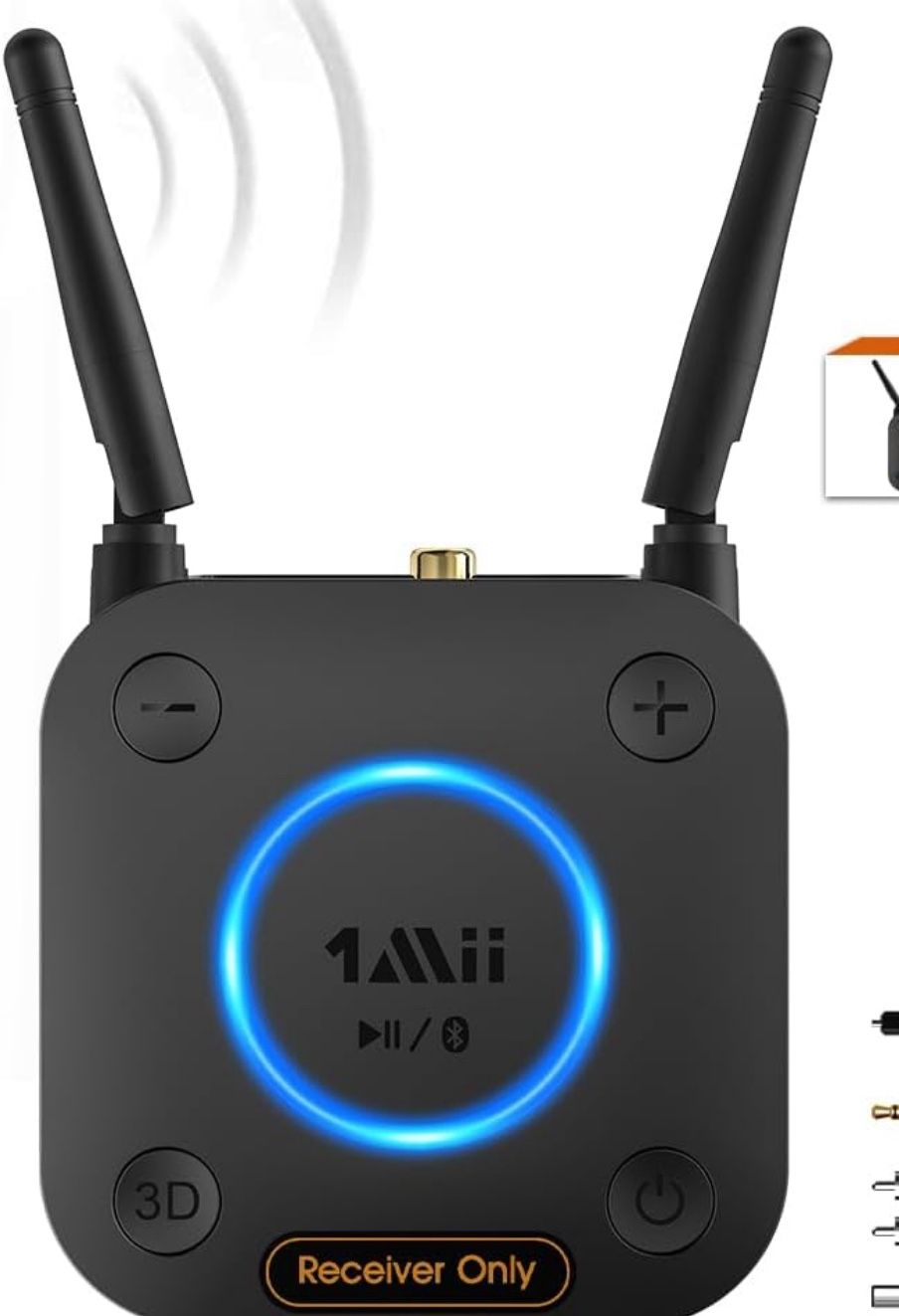 Upgraded] 1Mii B06Pro Long Range Bluetooth Receiver, HiFi Wireless Audio Adapter, Bluetooth 5.1 Receiver with 3D Surround aptX HD Low Latency Optical 