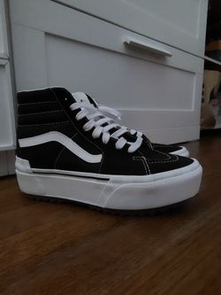 Vans UA SK8-Hi Stacked sneakers in black and white