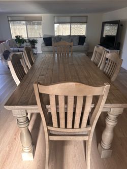 Rustic Wood Dining Table with 6 Chairs from Ashley furniture  dimensions L 84”W 42”H 30”