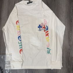 White Chrome Long Sleeve T Shirt Size Small