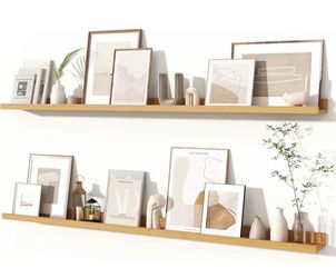 55 inch natural wood floating shelf