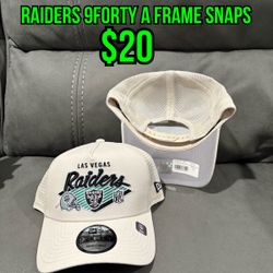 NFL New Era Las Vegas Raiders Beige Trucker 9forty A Frame SnapBack Hats 