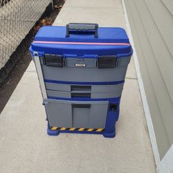 NEW 3 IN 1 PORTABLE TOOL BOX. GREAT TO KEEP YOUR TOOLS ORGANIZE  . IT INCLUDES A  EXTENSION CORD  WHEEL TO STORE ELECTRICAL CORD. $90.00 OR BEST OFFER
