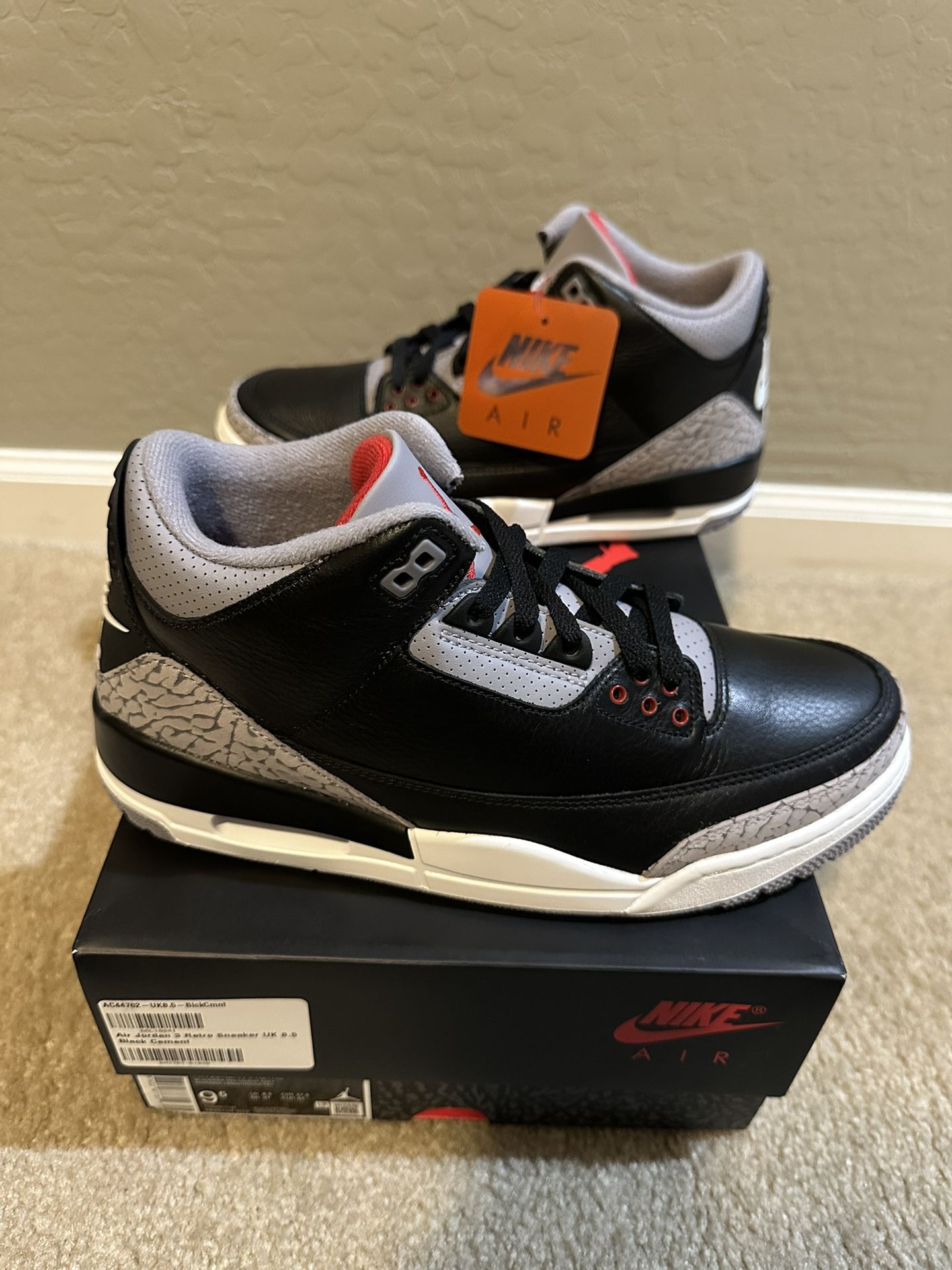 Brand New Jordan 3 Retro OG Black Cement Men’s Size 9.5