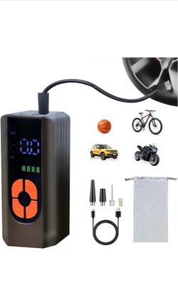 Cordless Digital Dispaly Air Inflator Portable Air Pump with 3 Mode LED Emergency Light Fully Automatic Stop for Car Motorcycle Bike Ball Black