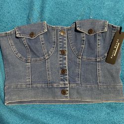 Large Denim Crop top With Tag 