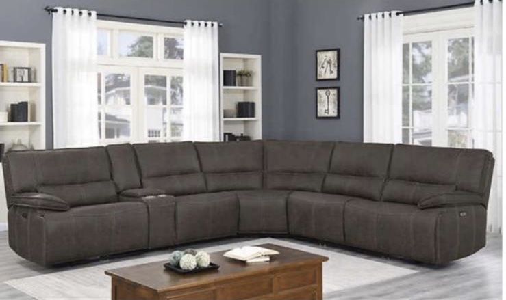 Brower Fabric Power Reclining Sectional with Power Headrest living room sofas
