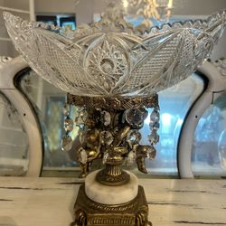 Cut Crystal Compote Bowl (Hollywood Regency)
