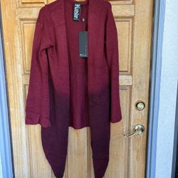 Killstar Infernum Cardigan Red Black Ombre Goth Open Front Drape NWT