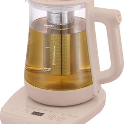 Electric Kettle 1.8 Litre Glass Portable Tea Kettle, Smart Touch Screen Stainless Steel Glass Boiling Hot Water Tea Heater, 18 Cooking Options Nutriti