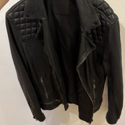 Allsaints men leather jacket size Large (like new)