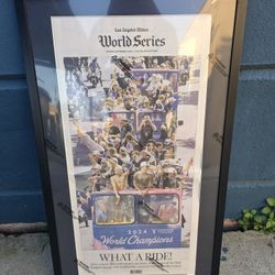 Dodgers Championship Ceremony Framed Newspaper