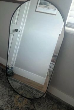 Large Full-Length Oval Mirror Black Frame