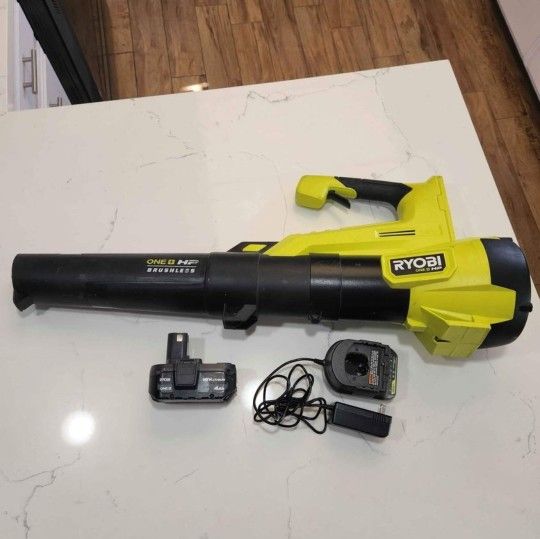 RYOBI
ONE+ HP 18V Brushless 110 MPH 350 CFM Cordless Variable-Speed Jet Fan Leaf Blower w/ 4.0 Ah Battery and Charger