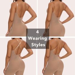 SHAPERIN Women's Backless Shapewear Tummy Control Body Shaper Bra Faja U Plunge Low Back Mid Thigh Bodysuit
