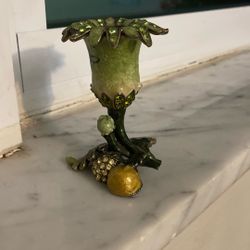Green Flower Gem Fruit Leaf Candle Holder